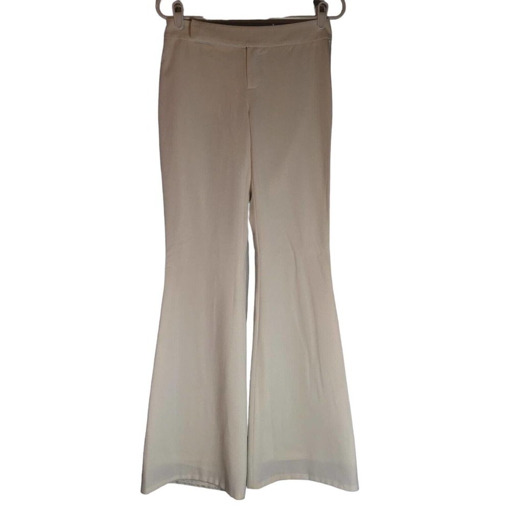 Moda International Women's Pants Size 2 White Flare Leg Y2K Dress Tuxedo
